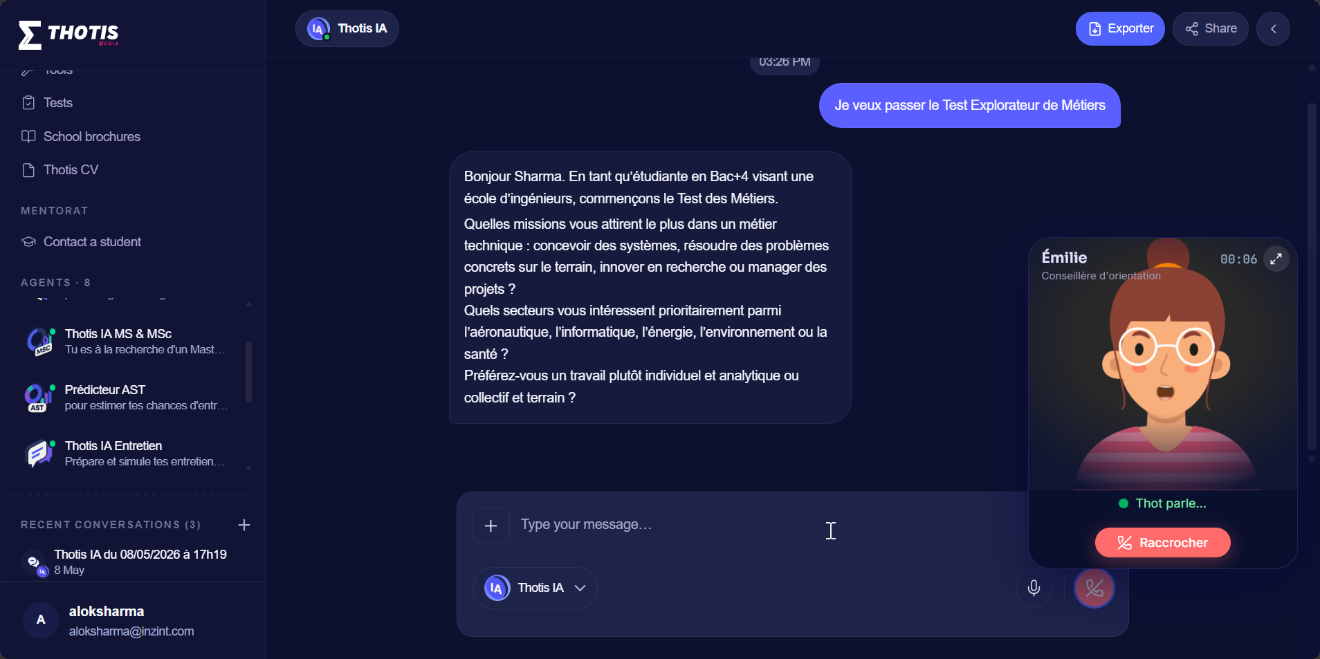Thotis IA conversational and real-time voice experience